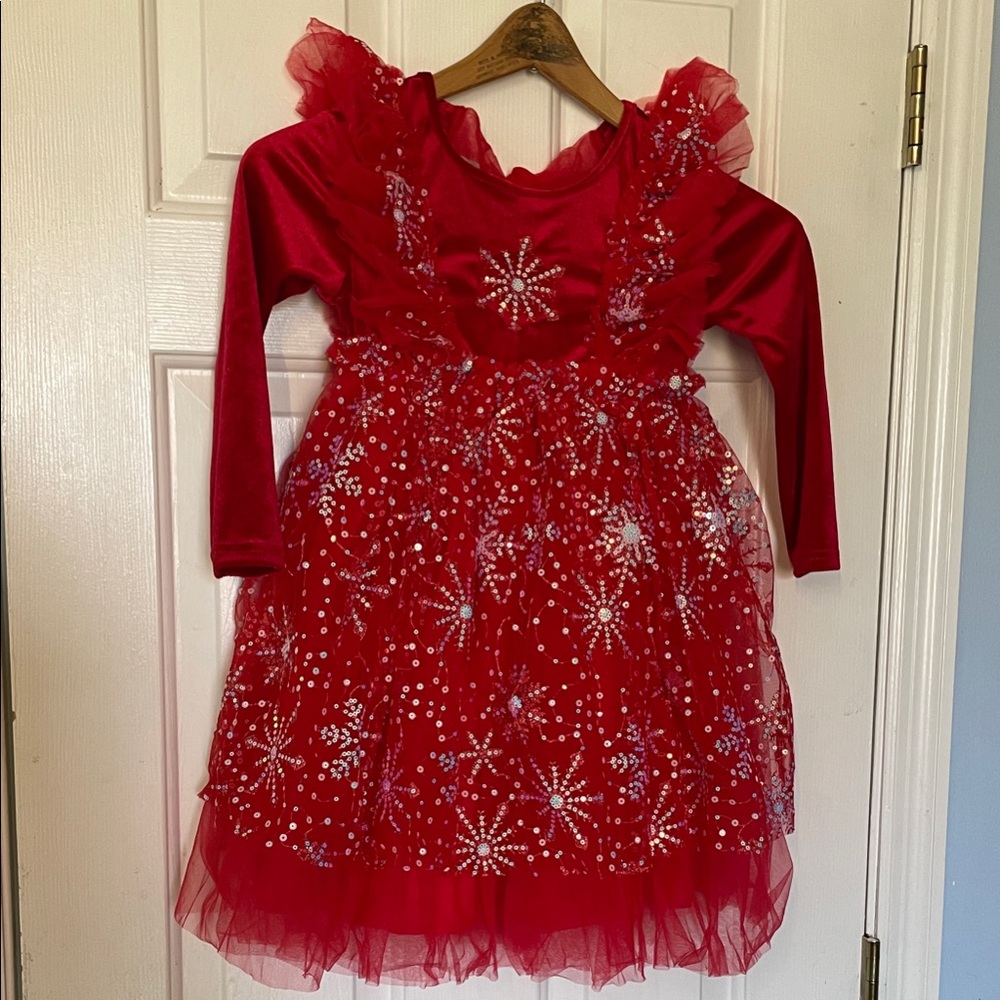 Elegant Red Kids Formal Dress with Star Accents